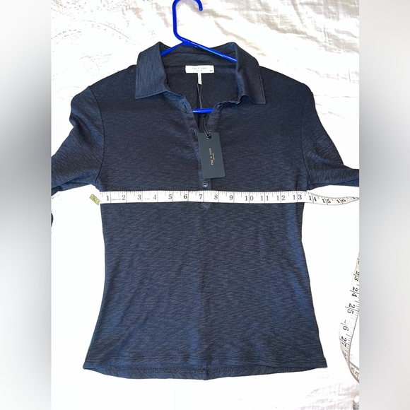 Rag & Bone NWT Black Ribbed Long Sleeve Polo - Picture 8 of 10